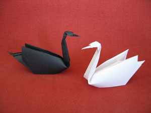 白鳥と黒鳥の折り紙