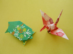鶴亀の折り紙